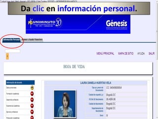 Da clic en información personal.
 