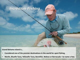 Incredible Fishing
Grand Bahama Island is…
• Considered one of the premier destinations in the world for sport fishing.
• Marlin, Bluefin Tuna, Yellowfin Tuna, Bonefish, Wahoo or Barracuda—to name a few.
 
