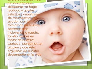 Este proyecto de vida
es un sueño que
deseamos se haga
realidad y que los
estudios y enseñanza
de mis maestros me
ayuden con la
formación de nuevas
personas esto
incluyendo a nuestra
familia que es en
motor de nuestros
sueños y deseamos ser
alguien y que este
orgullosos de nuestro
desempeño en la vida
.

 