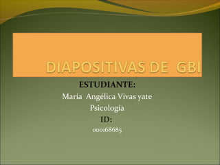 ESTUDIANTE:
María Angélica Vivas yate
Psicología
ID:
000168685
 
