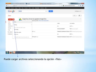 Puede cargar archivos seleccionando la opción «files»
 