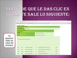 Te
aparecen
todas las
notas del
semestre
 