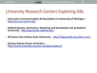 Game-based Learning in Higher Education 2012