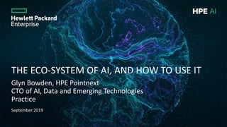 THE ECO-SYSTEM OF AI, AND HOW TO USE IT
Glyn Bowden, HPE Pointnext
CTO of AI, Data and Emerging Technologies
Practice
September 2019
 