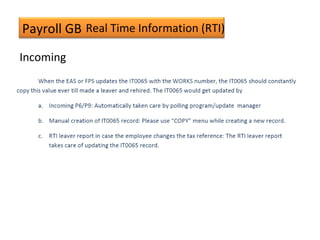 Payroll GB Real Time Information (RTI)
Incoming
 