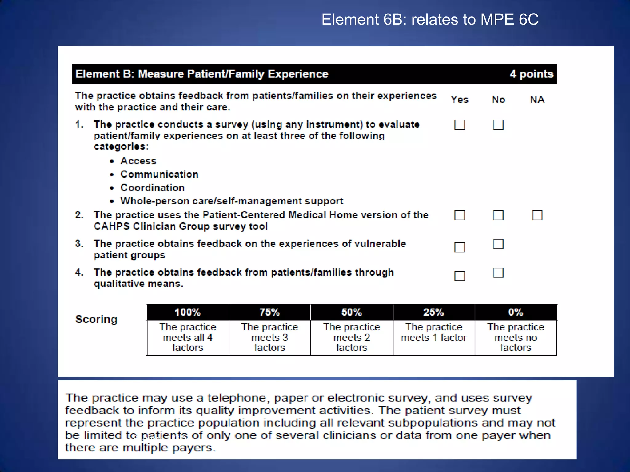 Element 6B: relates to MPE 6C




Source: NCQA
 