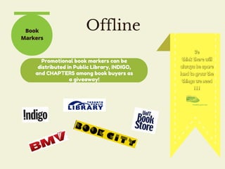 OfflineBook
Markers
We
think there will
always be spare
land to grow the
things we need
! ! !
Promotional book markers can be
distributed in Public Library, INDIGO,
and CHAPTERS among book buyers as
a giveaway!
 