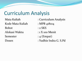 Curriculum Analysis Outline Pptx