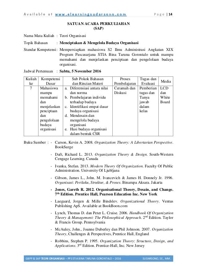 GBPP dan SAP Teori Organisasi