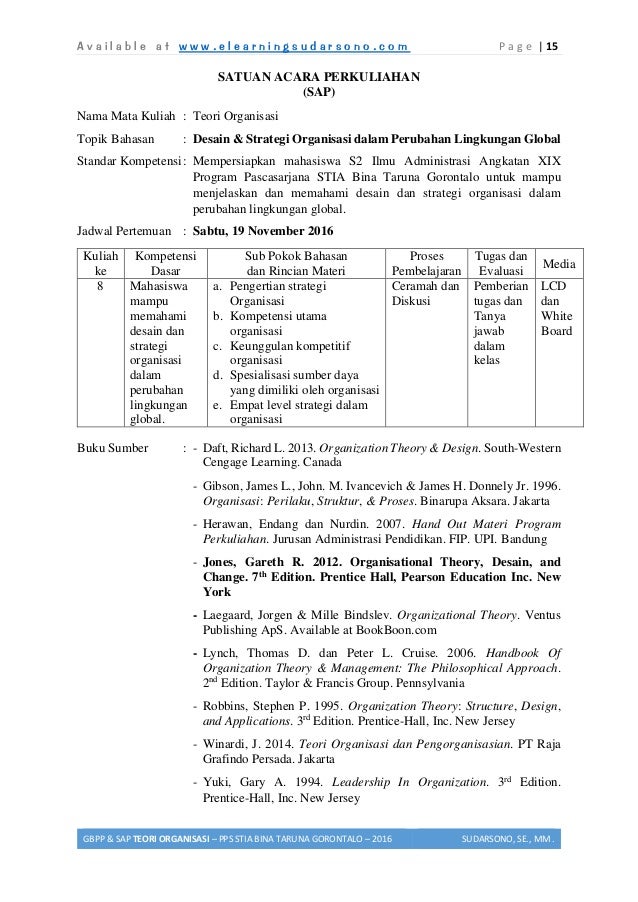 GBPP dan SAP Teori Organisasi