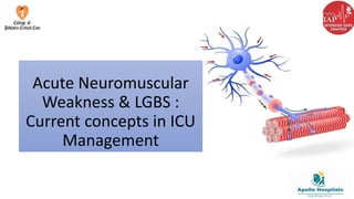 Acute Neuromuscular
Weakness & LGBS :
Current concepts in ICU
Management
 