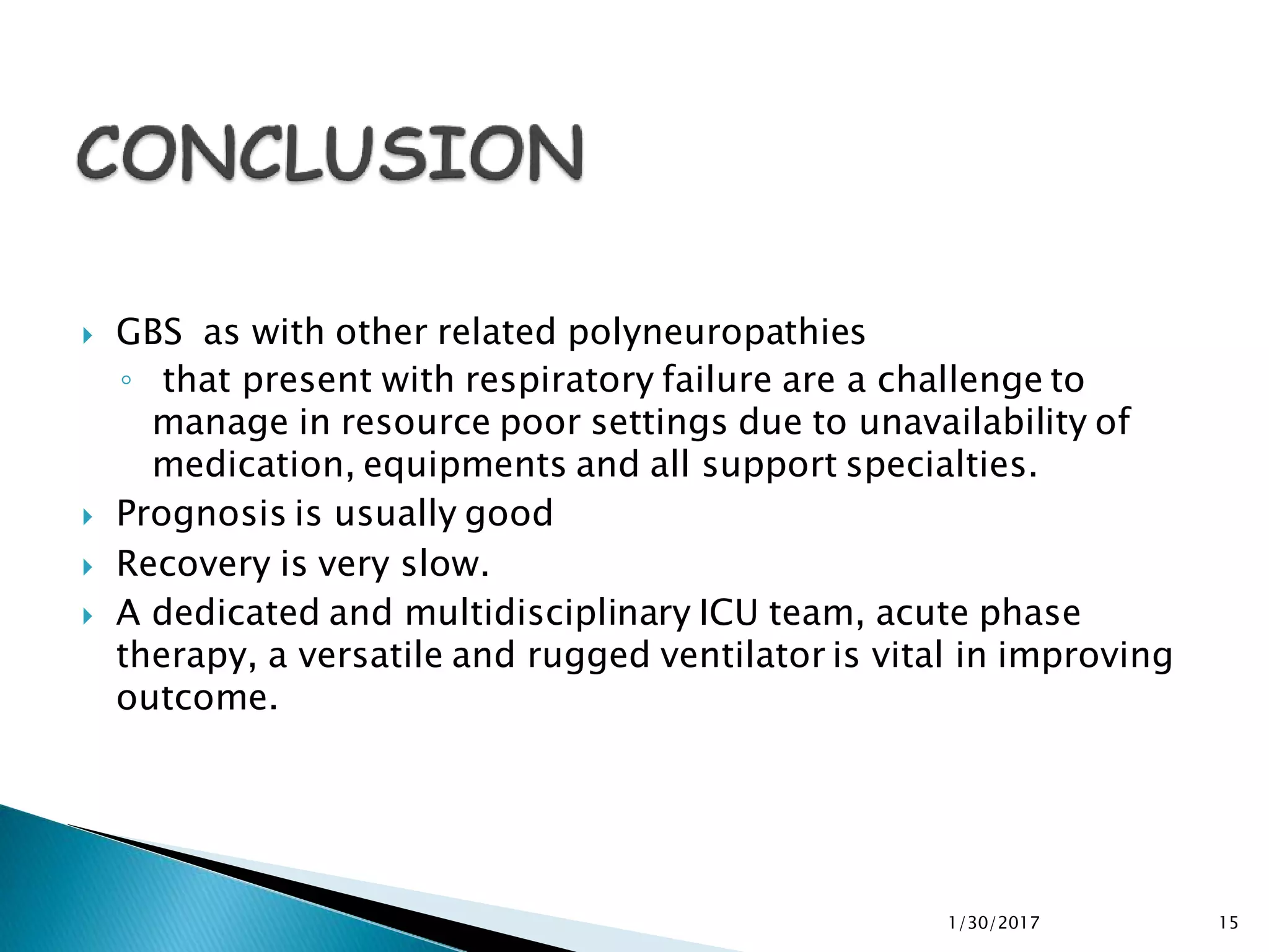 Management of Gullian Barre Syndrome in a Resource Poor ICU Setting. | PDF