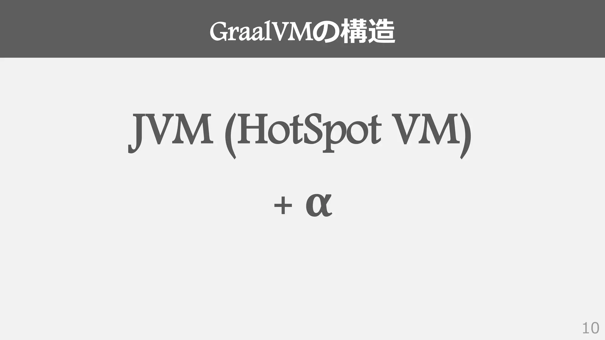 GraalVMの構造
10
JVM (HotSpot VM)
+ α
 