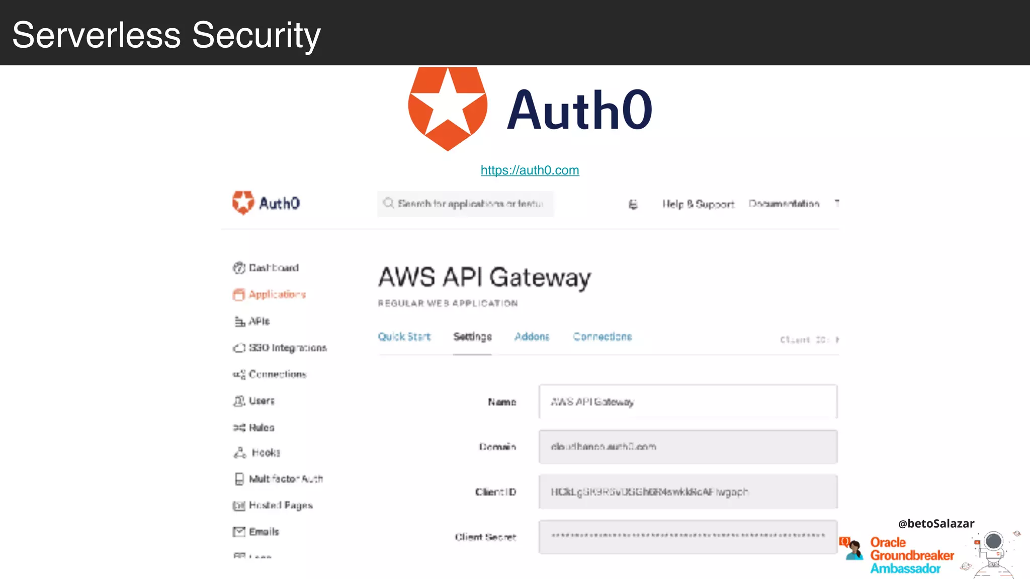 Serverless Security
https://auth0.com
@betoSalazar
 