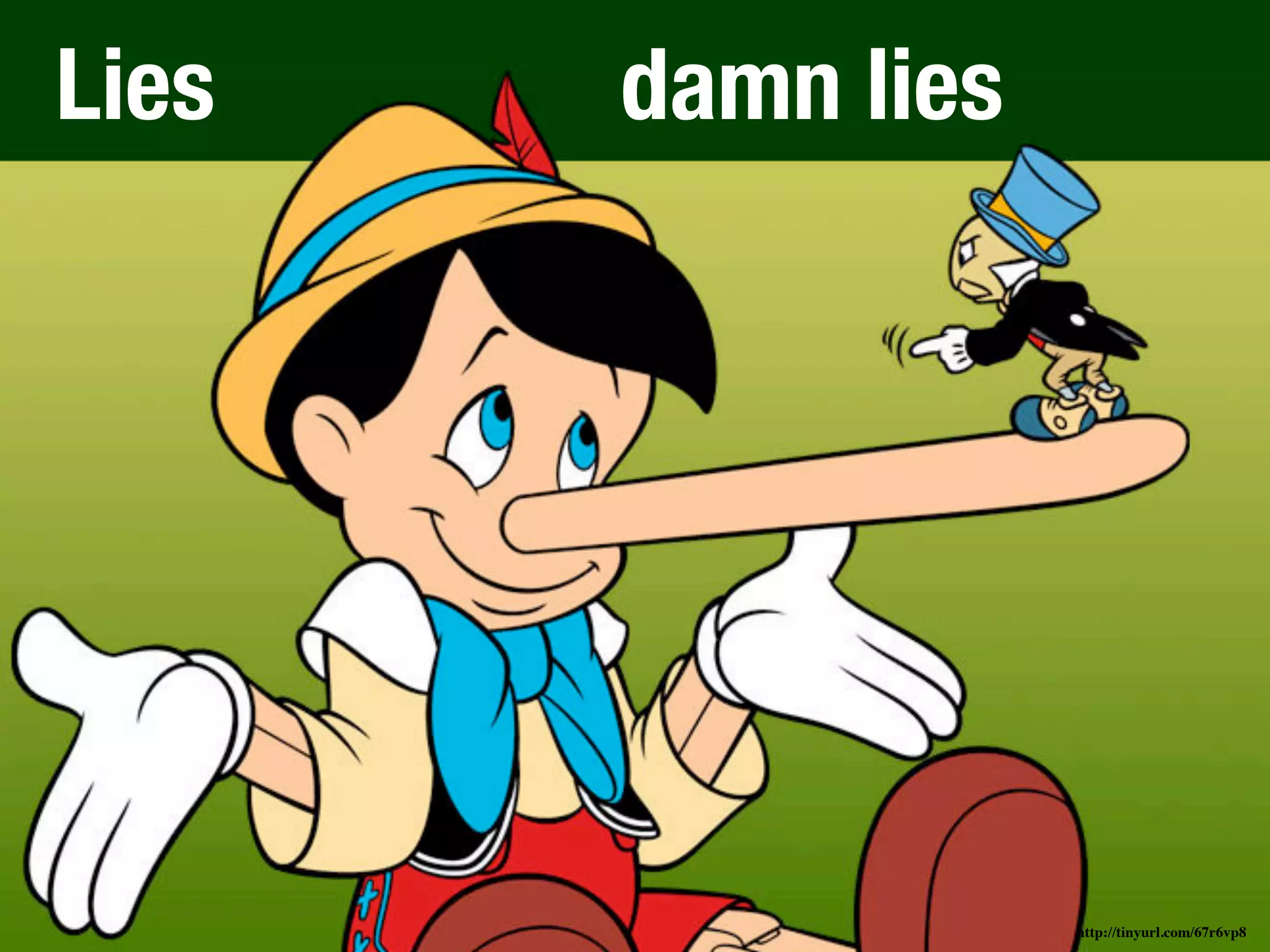 Lies   damn lies




                   http://tinyurl.com/67r6vp8
 