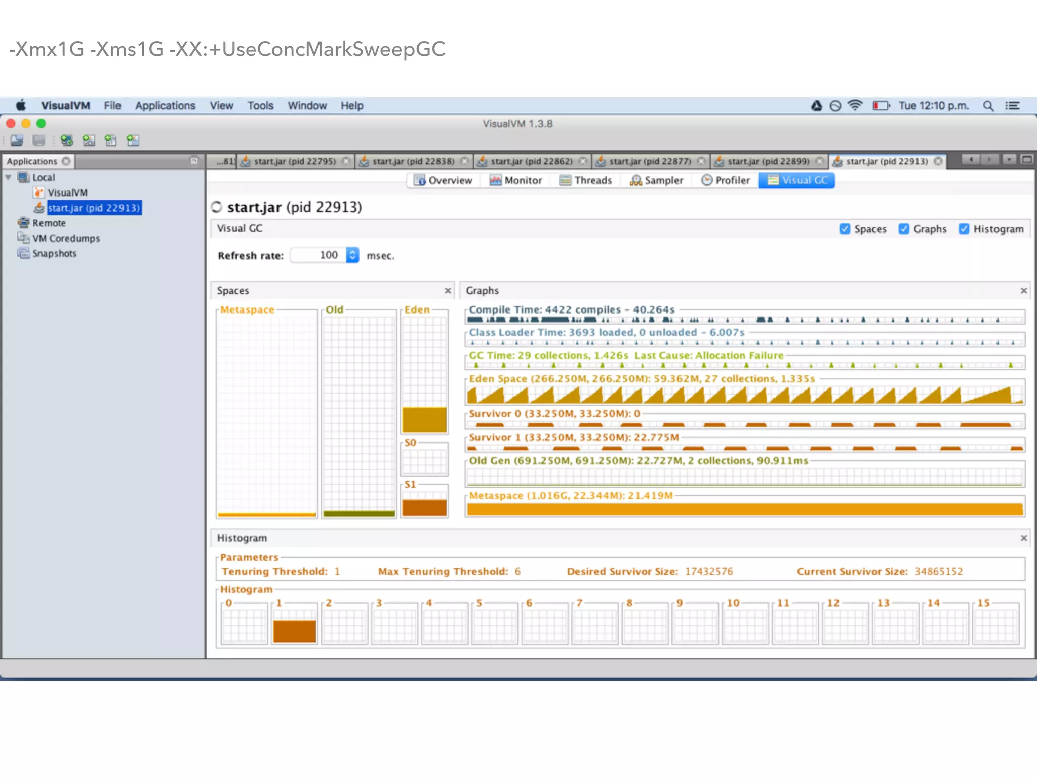 -Xmx1G -Xms1G -XX:+UseConcMarkSweepGC
 
