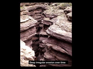 Deep irregular erosion over time
 