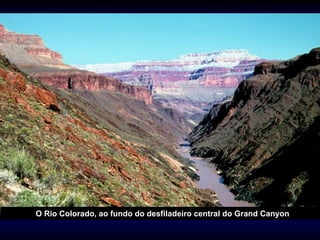 O Rio Colorado, ao fundo do desfiladeiro central do Grand Canyon
 