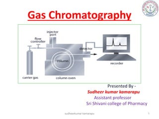 Gas Chromatography




                                 Presented By -
                     Sudheer kumar kamarapu
                          Assistant professor
                     Sri Shivani college of Pharmacy
      sudheerkumar kamarapu                            1
 