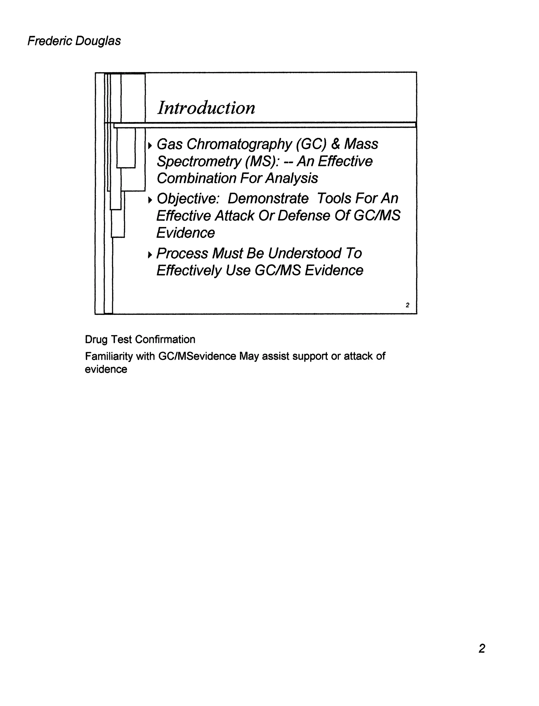 GC/MS Analysis - Verify or Compromise April 1999