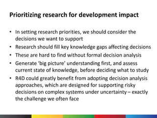 Prioritizing research for development impact- Eike Luedeling
