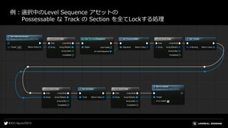例：選択中のLevel Sequence アセットの
Possessable な Track の Section を全てLockする処理
 