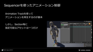 Sequencerを使ったアニメーション制御
Animation Trackを使って
アニメーションを再生するのが基本
しかし、Section毎に
指定可能なアセットは一つだけ
 