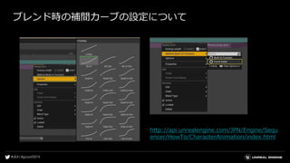 ブレンド時の補間カーブの設定について
http://api.unrealengine.com/JPN/Engine/Sequ
encer/HowTo/CharacterAnimation/index.html
 