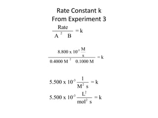 Rate Constant kFrom Experiment 3