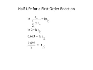 Half Life for a First Order Reaction