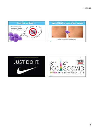 13-11-18
9
¤ The microbes can’t
differentiate between
care and social contact …
A B
Which one is social contact skin?
For as long as you have no better, universally applicable and easy to memorize plan …
 