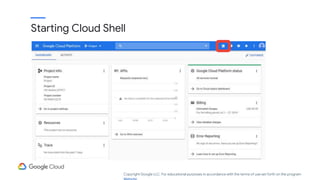 Starting Cloud Shell
Copyright Google LLC. For educational purposes in accordance with the terms of use set forth on the program
 