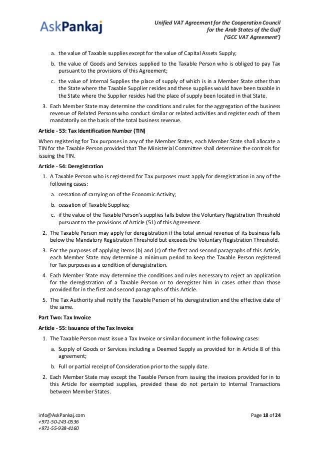 GCC VAT Agreement (with Index)