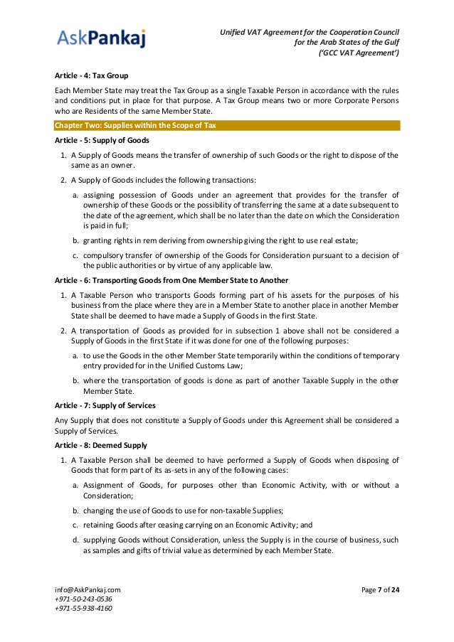 GCC VAT Agreement (with Index)