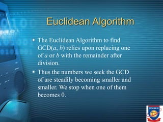 GCD.ppt for mathematics learning. Can be of use for college algebra | PPT