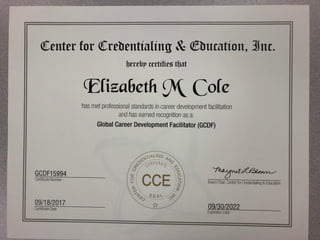 Global Career Development Facilitator GCDF Certificate