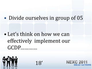 And ………...the elements that measure Social return that results from our impact?NEXC 2011IDEAS +ACTIONS