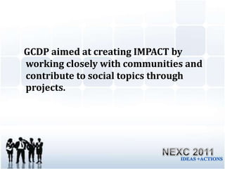 The main elements needed to measure Social Value creation and impactNEXC 2011IDEAS +ACTIONS