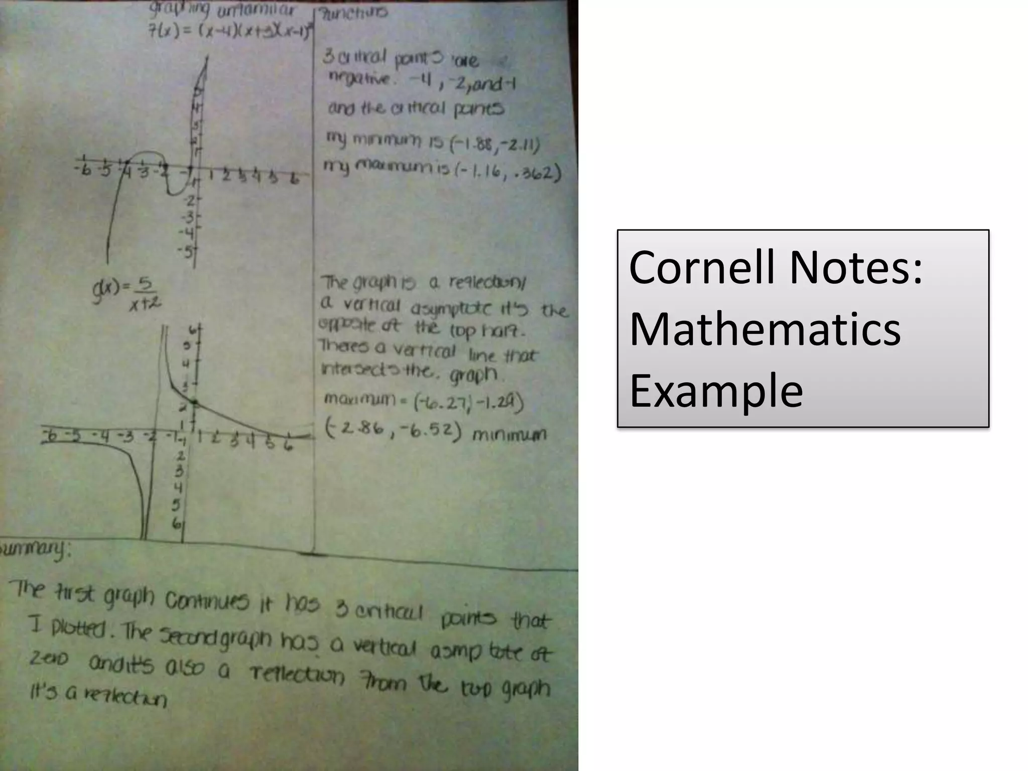 Cornell Notes: Mathematics Example