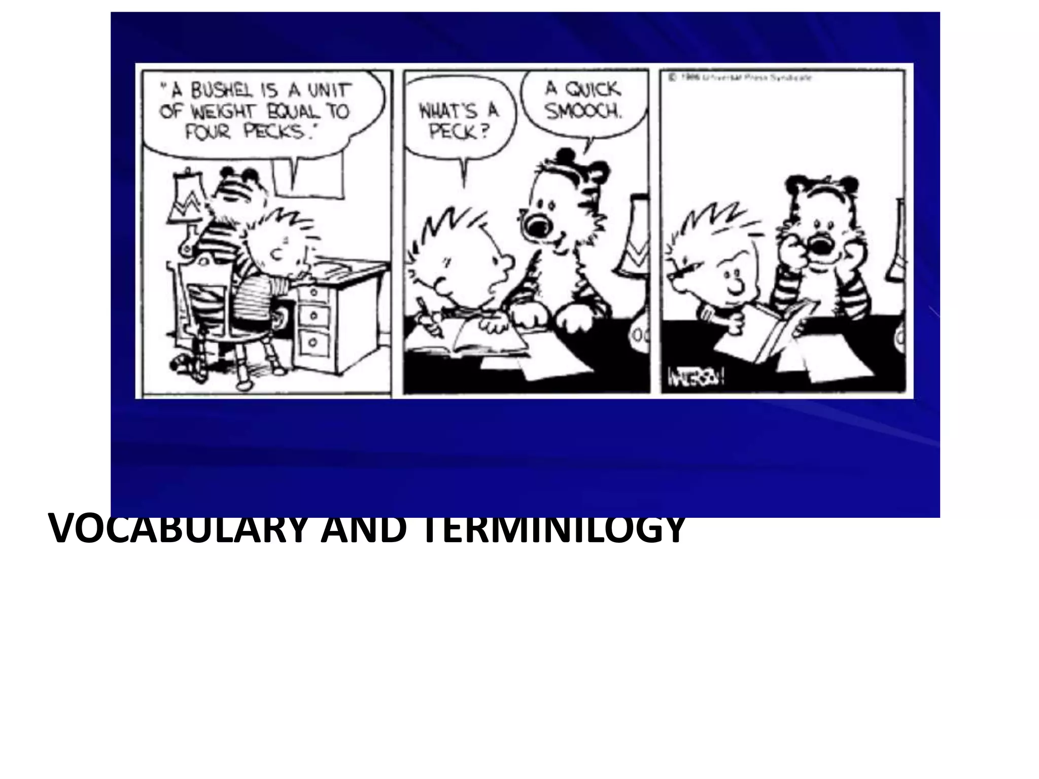 VOCABULARY AND TERMINILOGY