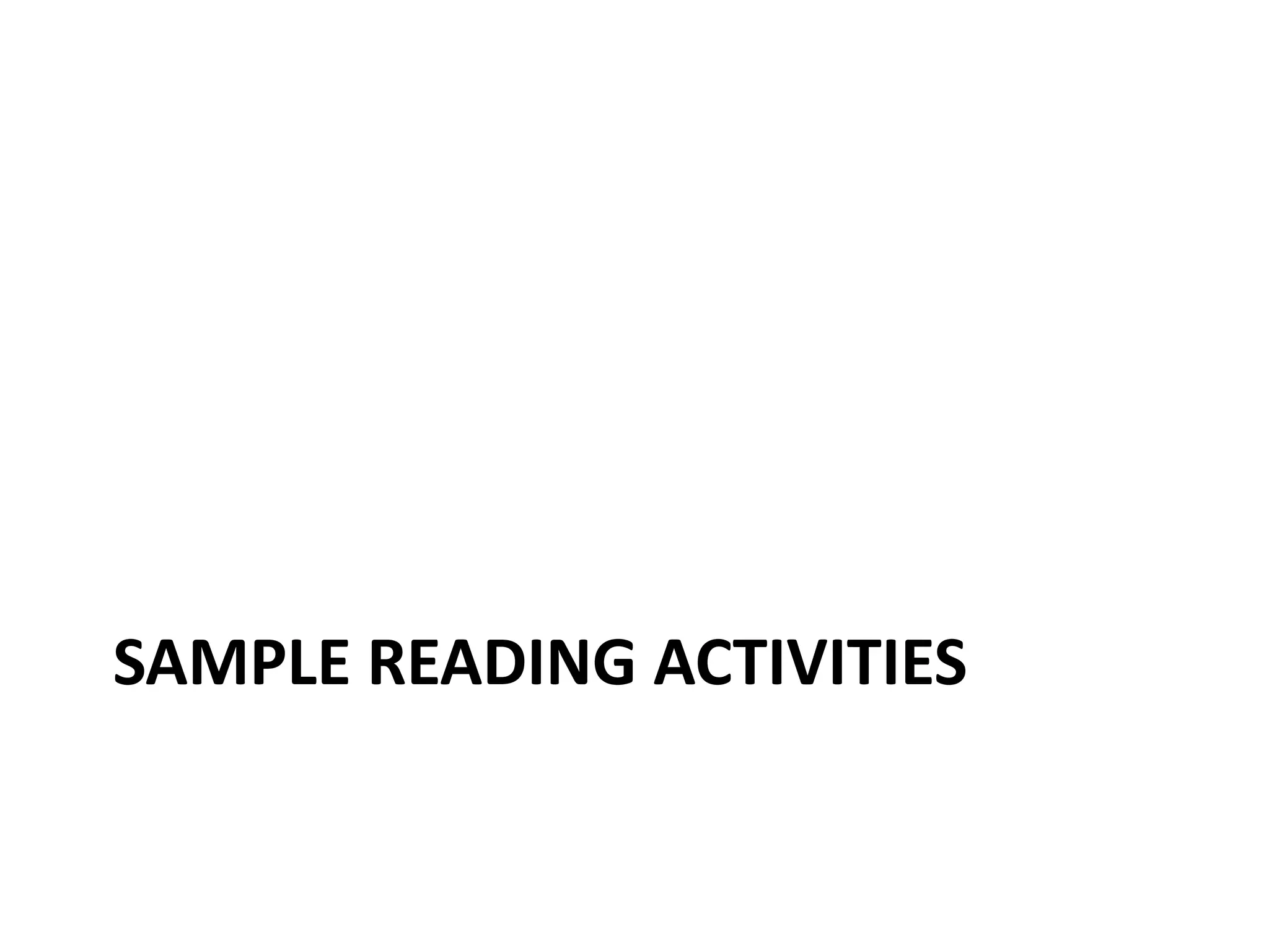 Sample Reading Activities