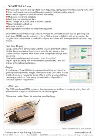 Codel Instrument GCEM 40 series gas analyser insitu-codel datasheet | PDF