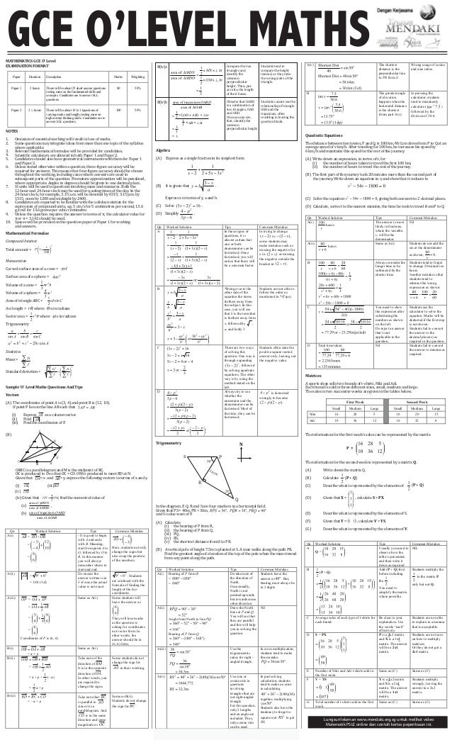 Gce o level maths final Gce o level maths final