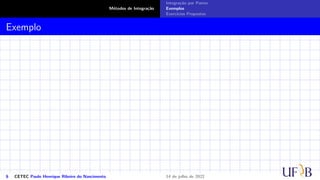 Métodos de Integração
Integração por Partes
Exemplos
Exercícios Propostos
Exemplo
6 CETEC Paulo Henrique Ribeiro do Nascimento 14 de julho de 2022
 