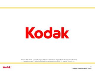 © Kodak, 2006. Kodak, Approval, EverSmart, iQSmart, Leaf, Matchprint, Prinergy, Profile Wizard, RealTimeProof and Veris are trademarks of Kodak. ExaStore is a trademark of Exanet, Inc. SWOP is a trademark of SWOP, Inc. 