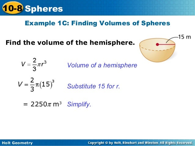 volume of a semi sphere