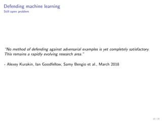 Adversarial examples in deep learning (Gregory Chatel) | PDF