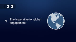 The imperative for global
engagement
1 2 3
1
2 3
 