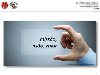 2
missão,
visão, valor
fonte da ilustração: http://www.joincube.com
 