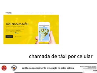 gestão do conhecimento e inovação no setor público
41
chamada de táxi por celular
 